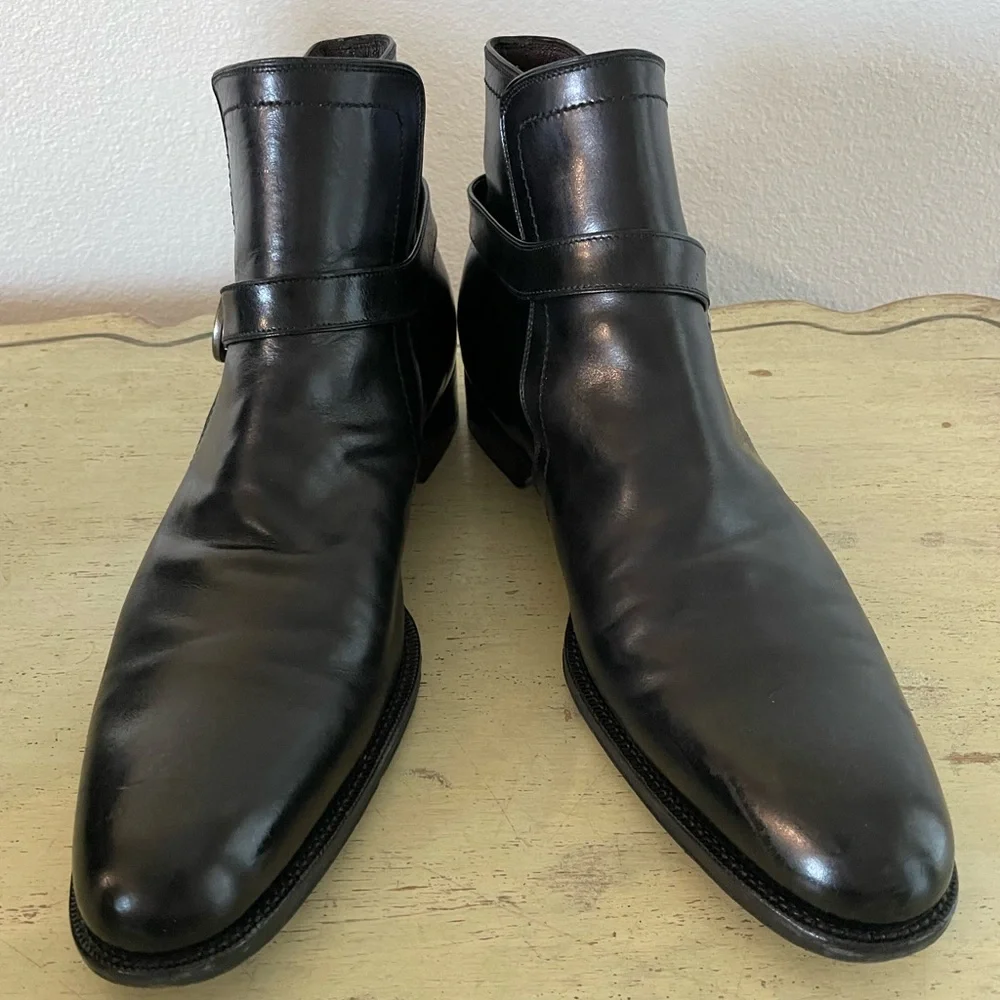 Salvatore Ferragamo Made in Italy Black Ankle Boot Ankle‎ Belt Detail 12 D $1450